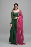 Women'S Solid Georgette Gown Kurta With Dupatta, Long Kurti Ethnic Dress Set For All Occasions