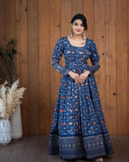 Women’s Stylish Printed Georgette Gown – Trendy Party Wear Dress for Wedding & Festival (Multicolor)
