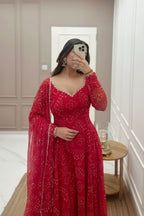 Women’s Red Bandhani Style Gown