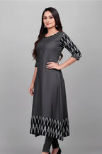 Women's Solid Cotton Gown – Elegant Daily Wear Dress (Grey)