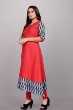 Women’s Solid Cotton Gown – Elegant Daily Wear Dress (Red)