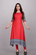 Women’s Solid Cotton Gown – Elegant Daily Wear Dress (Red)