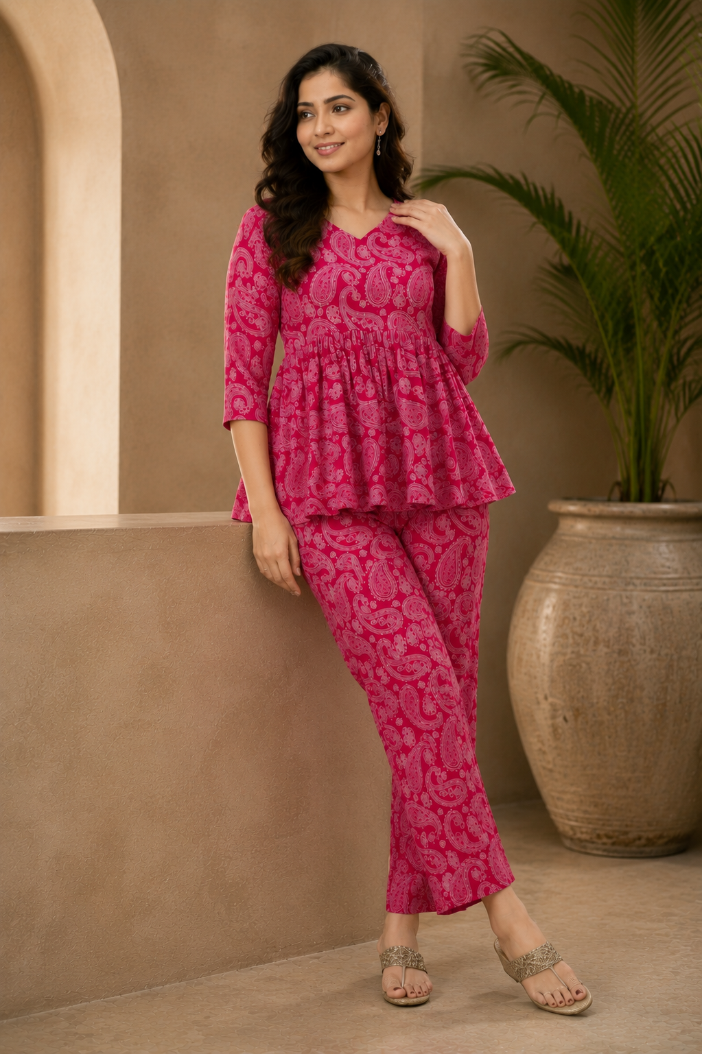 Women's Printed Co-Ord Set – Stylish Top & Bottom Set for Girls & Women