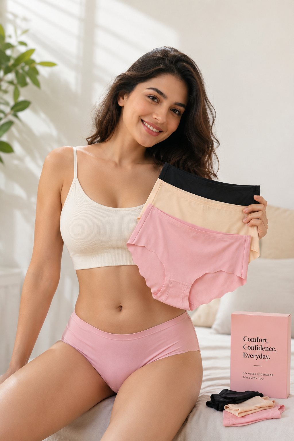 Seamless Women's Innerwear (Pack of 3) – Soft Fabric, Seamless Waved Edge & Cotton Crotch
