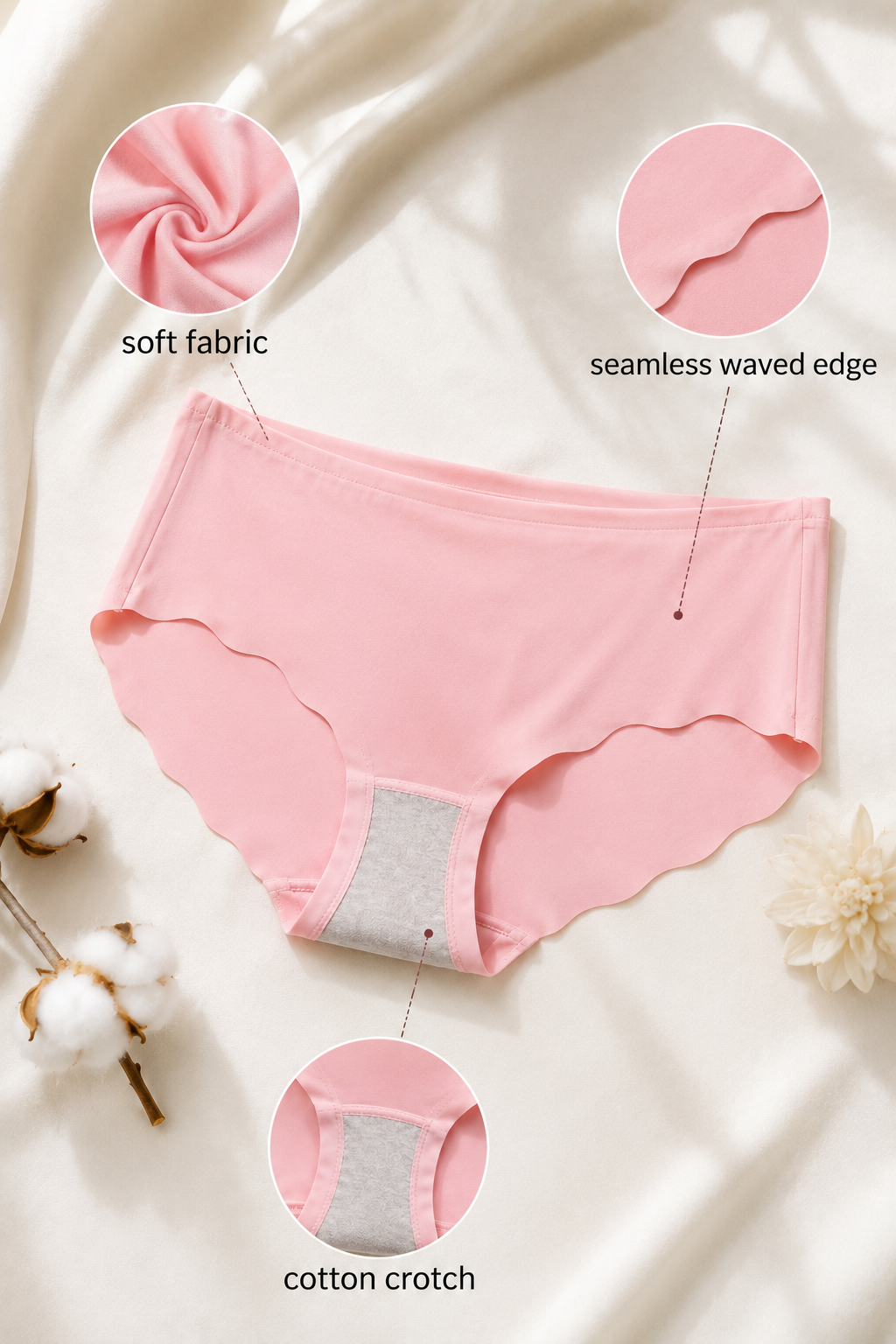 Seamless Women's Innerwear (Pack of 3) – Soft Fabric, Seamless Waved Edge & Cotton Crotch