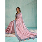 Generic Women's Silk Blend Printed Saree With Unstitched Blouse 5.5Mtr (Pink)