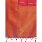 Generic Women's Banarasi Silk Printed Saree With Unstitched Blouse 5.5Mtr (Maroon)
