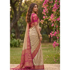 Generic Women's Cotton Printed Saree With Unstitched Blouse 5.5Mtr (Multicolor)