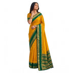 Generic Women's Silk Blend Printed Saree With Unstitched Blouse 5.5Mtr (Yellow-Green)