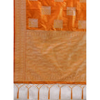 Generic Women's Silk Blend Printed Saree With Unstitched Blouse 5.5Mtr (Orange)