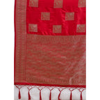 Generic Women's Silk Blend Printed Saree With Unstitched Blouse 5.5Mtr (Red)