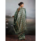 Generic Women's Silk Blend Printed Saree With Unstitched Blouse 5.5Mtr (Bottel Green)