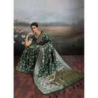 Generic Women's Silk Blend Printed Saree With Unstitched Blouse 5.5Mtr (Bottel Green)