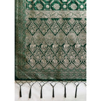 Generic Women's Silk Blend Printed Saree With Unstitched Blouse 5.5Mtr (Bottel Green)
