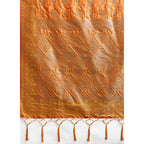 Generic Women's Silk Blend Printed Saree With Unstitched Blouse 5.5Mtr (Orange)