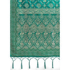 Generic Women's Silk Blend Printed Saree With Unstitched Blouse 5.5Mtr (Rama Green)