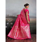 Generic Women's Silk Blend Printed Saree With Unstitched Blouse 5.5Mtr (Pink)
