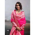 Generic Women's Silk Blend Printed Saree With Unstitched Blouse 5.5Mtr (Pink)