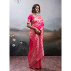 Generic Women's Silk Blend Printed Saree With Unstitched Blouse 5.5Mtr (Pink)