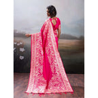 Generic Women's Silk Blend Printed Saree With Unstitched Blouse 5.5Mtr (Pink)
