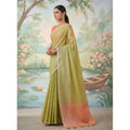 Generic Women's Tissue Silk Solid Saree With Unstitched Blouse 5.5Mtr (Green)
