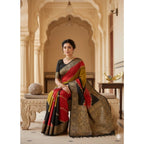 Generic Women's Dola Silk Embellished Saree With Unstitched Blouse 5.5Mtr (Multicolor)