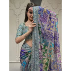 Generic Women's Chiffon Embellished Saree With Unstitched Blouse 5.5Mtr (Multicolor)