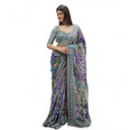 Generic Women's Chiffon Embellished Saree With Unstitched Blouse 5.5Mtr (Multicolor)