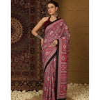 Generic Women's Crepe Printed Saree With Unstitched Blouse 5.5Mtr (Maroon)