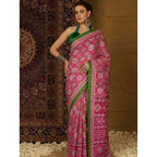 Generic Women's Crepe Printed Saree With Unstitched Blouse 5.5Mtr (Pink)