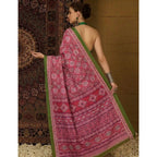 Generic Women's Crepe Printed Saree With Unstitched Blouse 5.5Mtr (Pink)