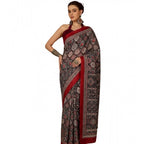 Generic Women's Crepe Printed Saree With Unstitched Blouse 5.5Mtr (Multicolor)
