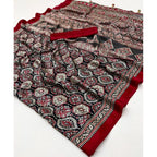 Generic Women's Crepe Printed Saree With Unstitched Blouse 5.5Mtr (Multicolor)