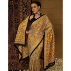 Generic Women's Crepe Printed Saree With Unstitched Blouse 5.5Mtr (Yellow)