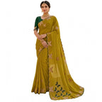 Generic Women's Star Georgette Embellished Saree With Unstitched Blouse 5.5Mtr (Mustard)