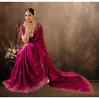 Generic Women's Silk Embroidered Saree With Unstitched Blouse 5.5Mtr