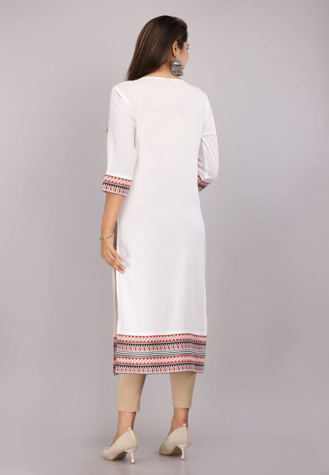 Women's Cotton Embroidered Straight Kurti – Elegant Casual & Ethnic Wear