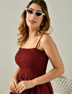 Stylish Women's Sleeveless Smocked Midi Dress – Elegant Casual Party Wear