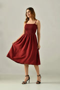 Stylish Women's Sleeveless Smocked Midi Dress – Elegant Casual Party Wear