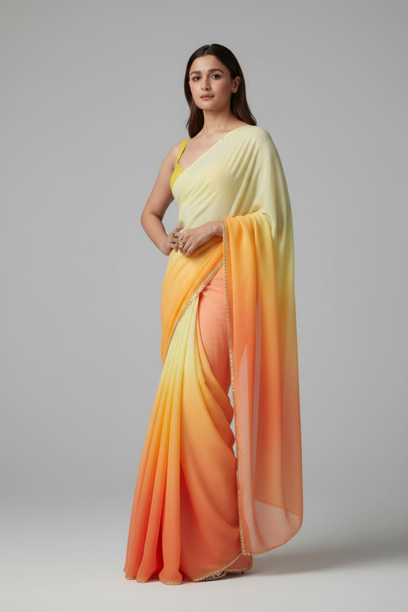 Georgette Printed Saree for Women (Multicolor, 6.3 m)