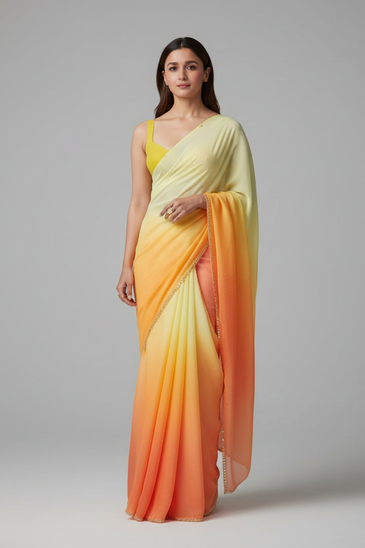 Georgette Printed Saree for Women (Multicolor, 6.3 m)