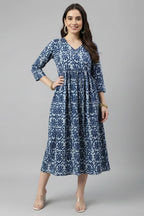 Women's Printed Cotton Gown – Stylish Casual & Daily Wear Dress for Women