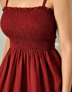 Stylish Women's Sleeveless Smocked Midi Dress – Elegant Casual Party Wear