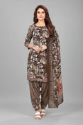 Women’s Printed Crepe Unstitched Dress Material – Elegant Ethnic Fabric (Brown, 2M)