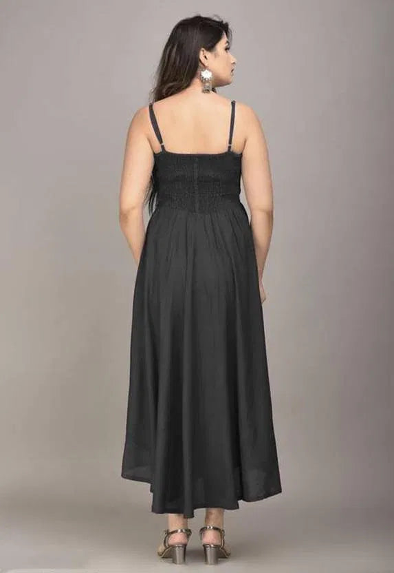 Women's Maxi Black Full Length Dress – Elegant Sleeveless Flared Dress