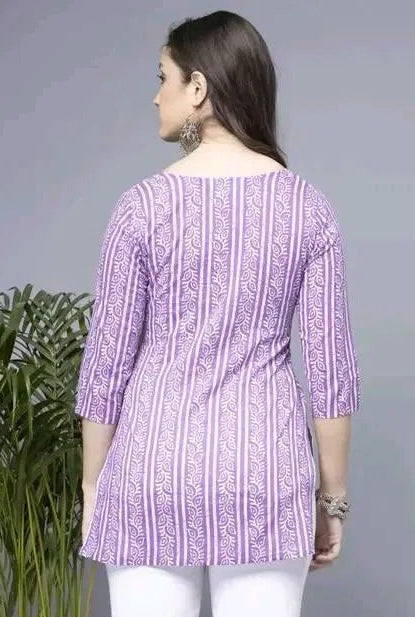 Lavender Short Kurti, Stylish Women's Pure Cotton kurti