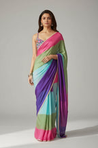 Georgette Printed Saree for Women (Multicolor, 6.3 m)