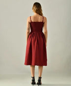 Stylish Women's Sleeveless Smocked Midi Dress – Elegant Casual Party Wear