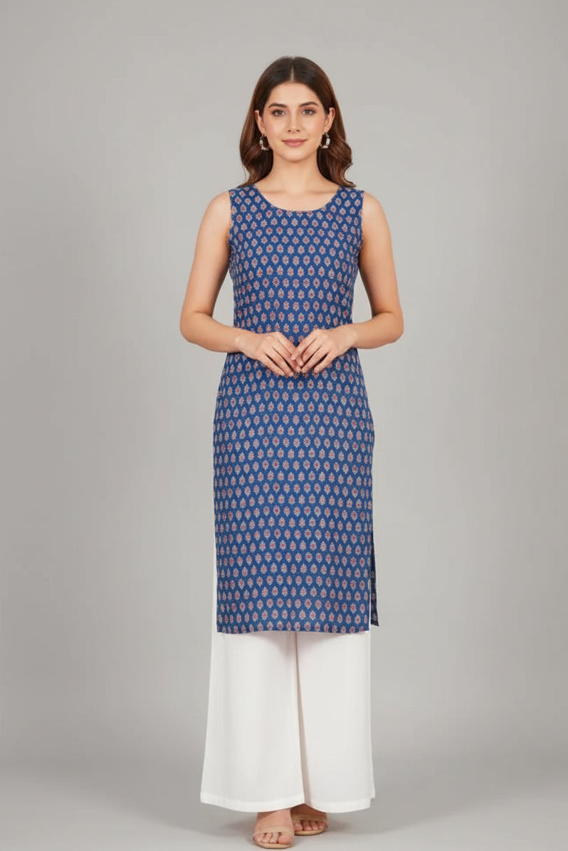 Women's Sleeveless Casual Kurti – Stylish Daily Wear Ethnic Kurti