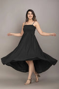 Women's Maxi Black Full Length Dress – Elegant Sleeveless Flared Dress
